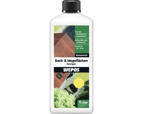 Dach- & Wegeflächen Reiniger Wepos 1 L Konzentrat WEPOS Dach- und Wegeflächen Reiniger in einer 1-Liter-Flasche