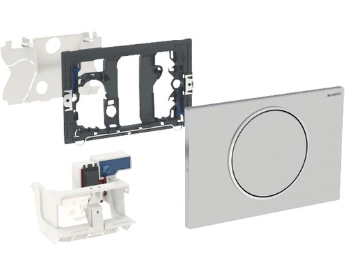 Betätigungsplatte Geberit Sigma 10 WC-Steuerung mit elektronischer Spülauslösung Netzbetrieb über Stützklappgriffe mit Funksender 1-Mengentechnik edelstahl