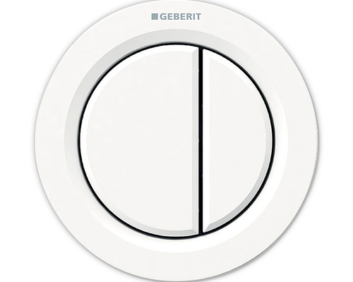 Fernbetätigung Geberit Typ 01 pneumatisch Möbeldrücker 2-Mengentechnik weiß alpin Geberit Logo Betätigungsplatte für Spülkasten