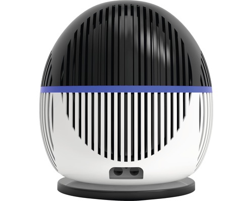 Ventilator mit vertikalen Streifen auf rundem Sockel