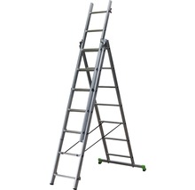 Mehrzweckleiter aus Aluminium im A-Stand und Anlegeposition