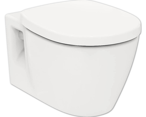Wandtiefspülklosett-Set Ideal Standard Connect K876601 spülrandlos weiß mit WC-Sitz Wand-Tiefspülklosett aus Sanitärkeramik