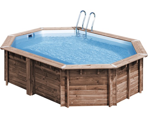 Aufstellpool Holzpool-Set Gre oval 535x335x130 cm inkl. Sandfilteranlage, Skimmer, Leiter, Filtersand & Bodenschutzvlies Holz-0