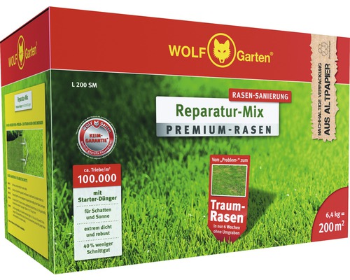 Wolf Garten Rasensanierung Reparatur-Mix Premium-Rasen für 200 Quadratmeter