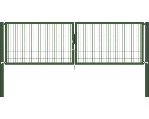 Stabgitter-Doppeltor ALBERTS Flexo Plus Typ 8/6/8 400 x 120 cm inkl. Pfosten 10 x 10 cm grün