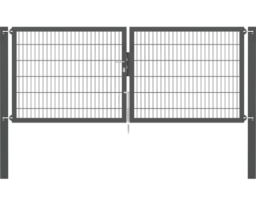 Stabgitter-Doppeltor ALBERTS Flexo Plus Typ 8/6/8 300 x 120 cm inkl. Pfosten 10 x 10 cm anthrazit