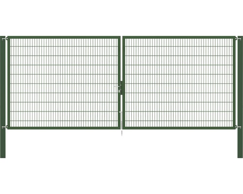 Stabgitter-Doppeltor ALBERTS Flexo Plus Typ 8/6/8 500 x 200 cm inkl. Pfosten 10 x 10 cm grün