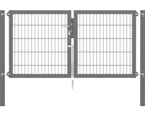 Stabgitter-Doppeltor ALBERTS Flexo Plus 8/6/8 200 x 100 cm inkl. Pfosten 8 x 8 cm anthrazit