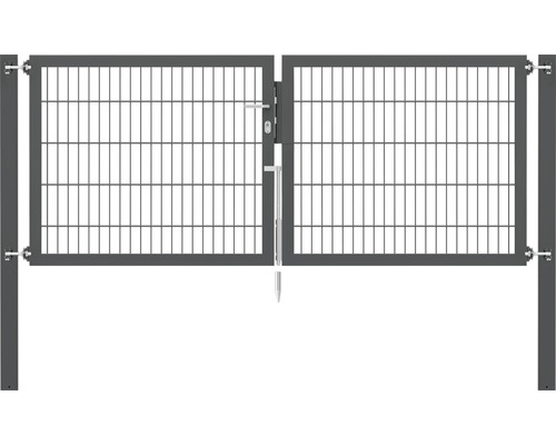 Stabgitter-Doppeltor ALBERTS Flexo Plus Typ 8/6/8 250 x 100 cm inkl. Pfosten 8 x 8 cm anthrazit