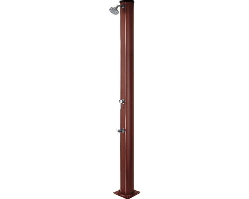 Solardusche Gartendusche 32 l Aluminium H 210 cm braun mit Kalt- und Warmwasserhahn Gartendusche aus Metall mit Brausekopf und Wasserhahn