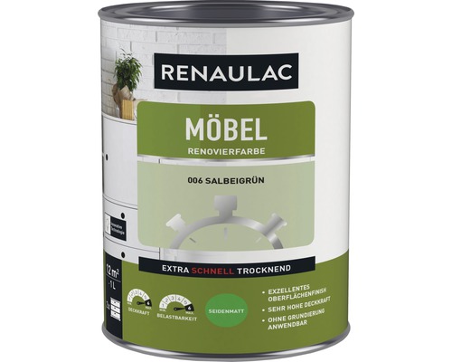 Renaulac Möbelfarbe Salbeigrün, 1 Liter Dose