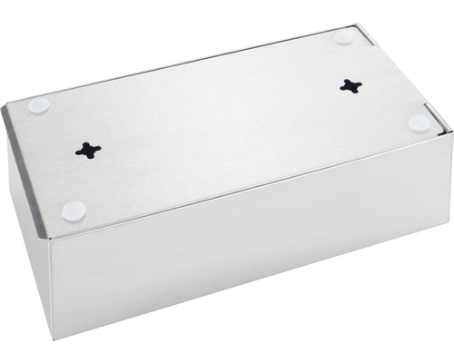 Rechteckiger Spender aus Edelstahl mit Füßen