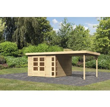 Holzgartenhaus mit Anbau im Garten
