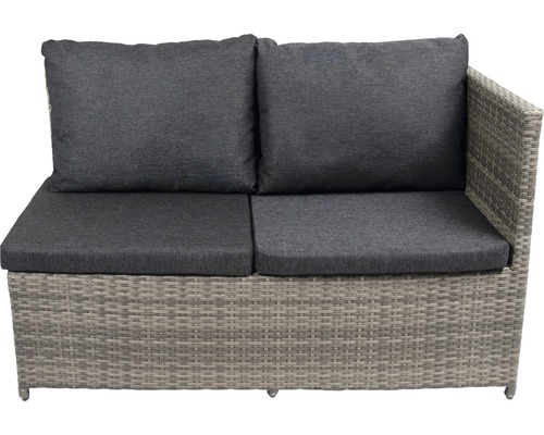 Gartensessel aus Polyrattan mit grauen Polstern