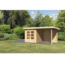 Gartenhaus mit Doppeltür und Anbau im Garten