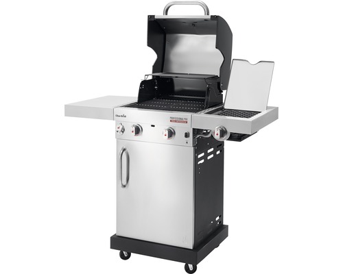 Char-Broil Gasgrill mit zwei Seitenablagen und offenem Deckel