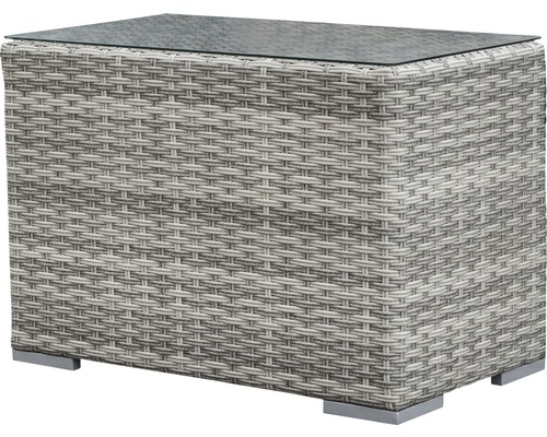 Gartentisch mit Glasplatte und Rattanstruktur