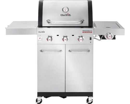 Char-Broil Gasgrill Professional PRO S 3 3-Brenner Edelstahl inkl. Ablage, Deckelthermometer, Fettauffangschale, Seitenablage, Warmhalterost, Grillrost Gusseisen Char-Broil Gasgrill mit Seitenbrenner, Ablageflächen, Thermometer und Unterschrank