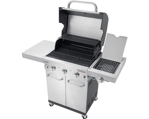 Offener Gasgrill mit Warmhalterost und Seitenablagen