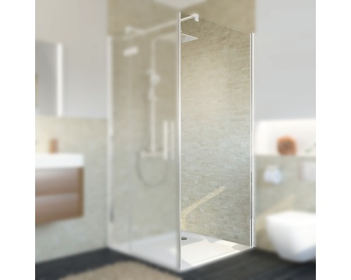 Duschseitenwand für Drehtür Breuer Avanta 800x2000 mm Dekorglas Dual Plus chromoptik mit schmutzabweisender Glasbeschichtung