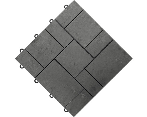 Klickfliese florco® stone Schiefer Rom 30 x 30 cm 4 Stück Quadratische Terrassenfliese aus Steinimitat mit Verbindungssystem