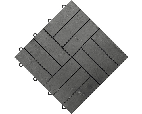 Klickfliese florco® stone 4x3 30 x 30 x 2,8 cm 4 Stück Schiefer Quadratische Terrassenfliese mit Klicksystem