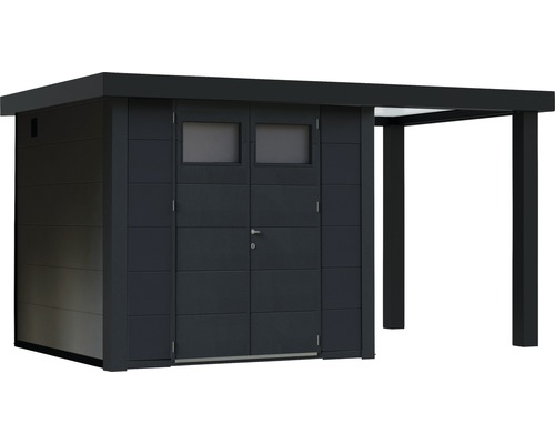 Gartenschrank aus Metall mit Vordach