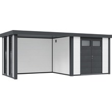 Gartenhaus Classico 3024 inkl. Regenrinne mit Seitendach, Rück- und Seitenwand inkl. Fenster links 602 x 258 cm weiß