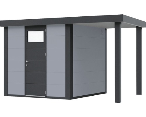 Modernes Gartenhaus mit integriertem Unterstand