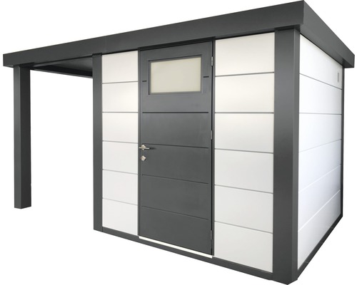 Moderner Geräteschuppen mit Anbau, Tür und Fenster