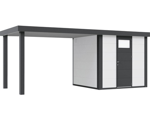 Modernes Gerätehaus mit Carport für den Außenbereich