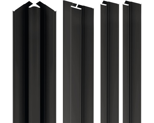 Profilset Schulte ExpressPlus Decodesign 2100 mm schwarz für 3 mm Duschrückwände Vier Zaunpfosten aus Metall