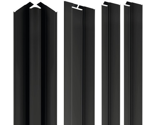 Profilset Schulte ExpressPlus Decodesign schwarz 2550 mm für 3 mm Duschrückwände Verschiedene Zaunpfosten aus Metall