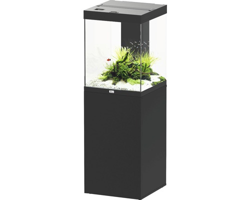Aquariumkombination aquatlantis Aqua Tower 163 l, inklusive EASY LED 2.0 Beleuchtung, Innenfiltersystem, Heizer und Unterschrank schwarz Komplettaquarium mit Unterschrank, bepflanzt und mit Fischen