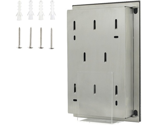 Edelstahlbriefkasten zur Wandmontage mit Befestigungsmaterial