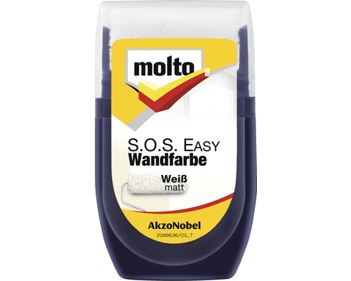 MOLTO S.O.S. Easy Wandfarbe weiß 30 ml Molto S.O.S. Easy Wandfarbe, matte weiße Wandfarbe im Behälter