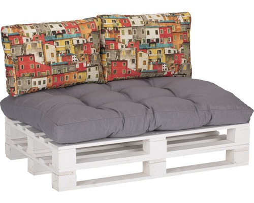 Loungekissen-Set für Palettenmöbel beo® 120 x 80 cm 1x Sitzkissen 2x Rückenkissen braun/grau/rot