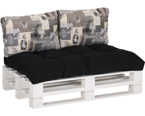 Loungekissen-Set für Palettenmöbel beo® 120 x 80 cm 1x Sitzkissen 2x Rückenkissen beige/grau/schwarz