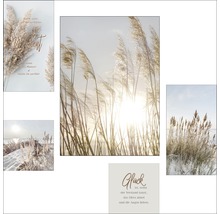 Mehrteiliges Wandbild mit Gras und positiven Zitaten