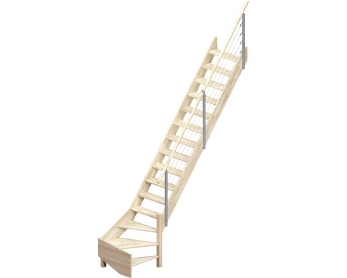 Raumspartreppe aus Holz mit Geländer