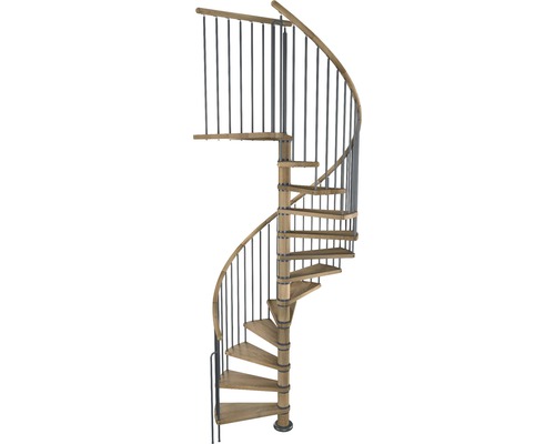 Wendeltreppe aus Holz und Metall