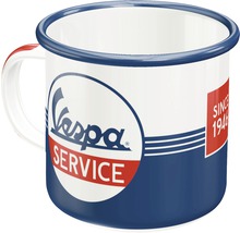 Emaille Tasse mit Vespa Service Logo