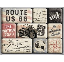 Dekoratives Motiv mit Route 66, Motorrad, Karte und Kompass