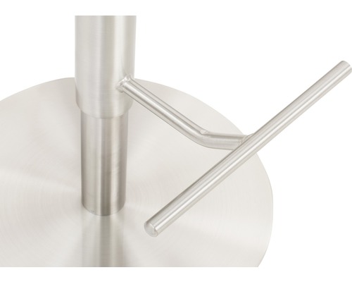 Detailaufnahme des Fußes und der Fußstütze eines Barhockers aus Metall