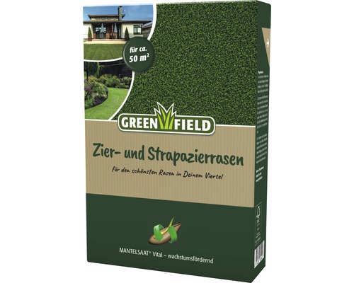 Rasensamen Greenfield Zier- & Strapazierrasen 1 kg / 50 m² Greenfield Zier- und Strapazierrasen Saatgutpackung für etwa 50 Quadratmeter