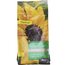 Blumendünger in einer 1-kg-Packung mit einer Abbildung einer Sonnenblume