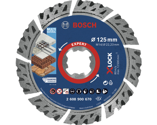 Diamanttrennscheibe Bosch Professional TS Multi Multi Ø 125x22 mm, X-LOCK Aufnahme Bosch Expert Diamanttrennscheibe mit 125 Millimeter Durchmesser