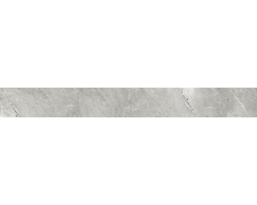 Feinsteinzeug Sockelfliese Pulpis Grey 7x60 cm grau Graue Fliese mit Marmorstruktur
