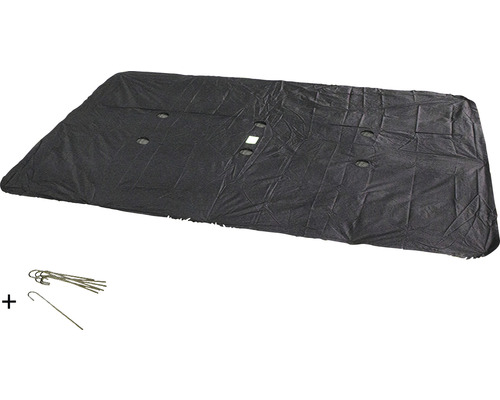 Abdeckplane für Bodentrampolin EXIT 275 x 458 cm Kunststoff schwarz rechteckig Pflanzenschutzvlies mit Heringen