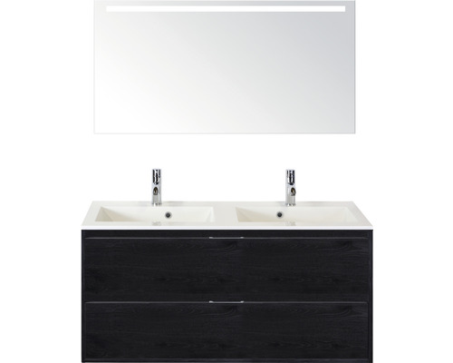 Badmöbel-Set Sanox Porto Mineralguss 170x120,5x50,5 cm Doppel-Mineralgusswaschbecken black oak mit LED-Beleuchtung Badmöbel-Set Sanox Porto Mineralguss 170x120,5x50,5 cm Doppel-Mineralgusswaschbecken black oak mit LED-Beleuchtung
